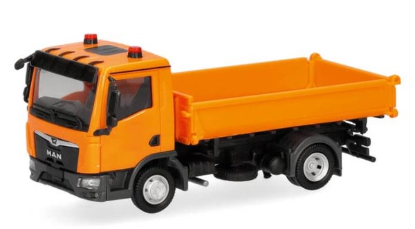 Herpa 322065 1:87 MAN TGL Dreiseitenkipper, kommunalorange