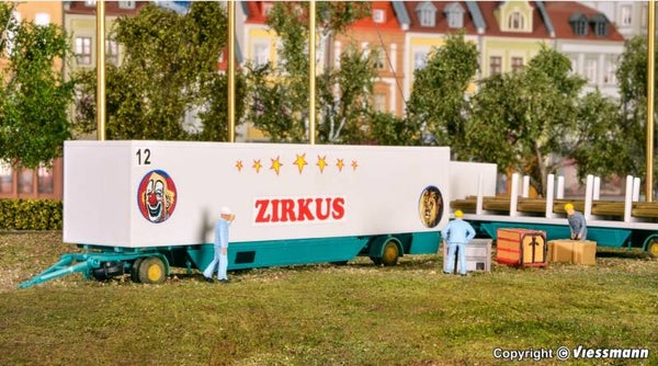 Kibri 14658 H0 Zirkus Zeltstangen- und Kofferanhänger, 2 Stück