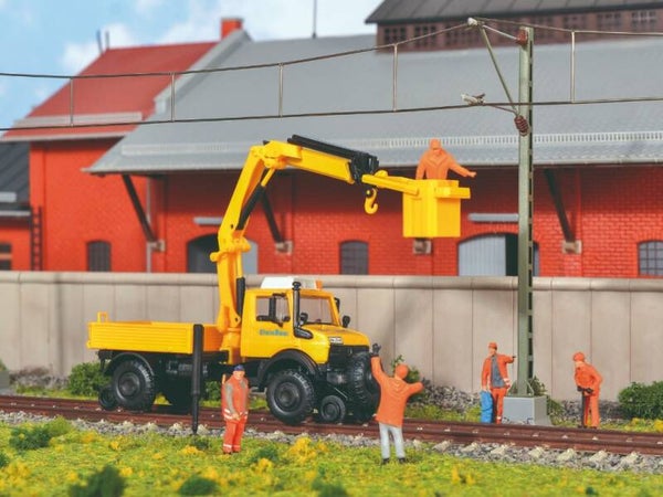 Kibri 14991 H0 Zweiwege UNIMOG GleisBau mit Arbeitskran und Korb