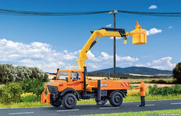 Kibri 15005 H0 UNIMOG mit Arbeitskran und Korb