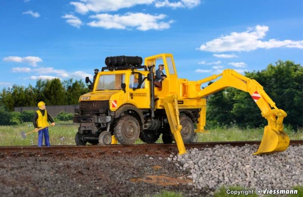 Kibri 16307 H0 Zweiwege UNIMOG mit Heckbagger