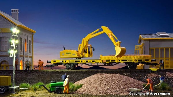 Kibri 26250 H0 Niederbordwagen mit ATLAS Bagger GleisBau, Fertigmodell