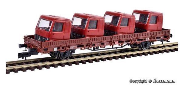 Kibri 26253 H0 Niederbordwagen mit Führerhäusern beladen