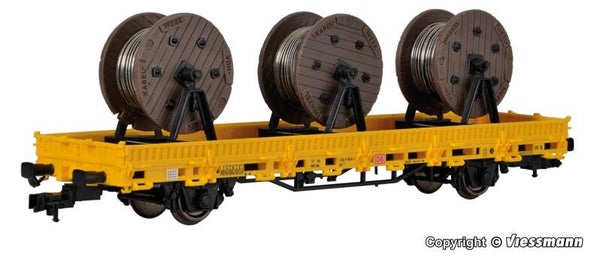 Kibri 26269 H0 Niederbordwagen mit 3 Kabelrollen GleisBau, Fertigmodell