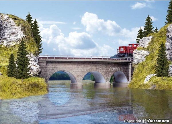 Kibri 37661 N/Z Regnitz-Brücke mit Eisbrecherpfeilern, gebogen, eingleisig