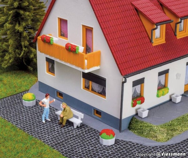 Kibri 38141 H0 Deko-Set Blumenkübel und Gartenausstattung
