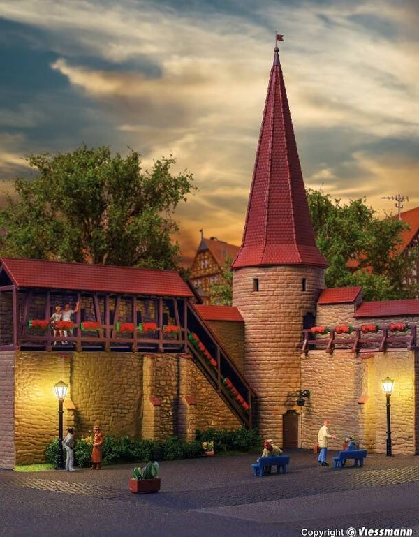 Kibri 38915 H0 Stadtmauer mit Rundturm in Weil