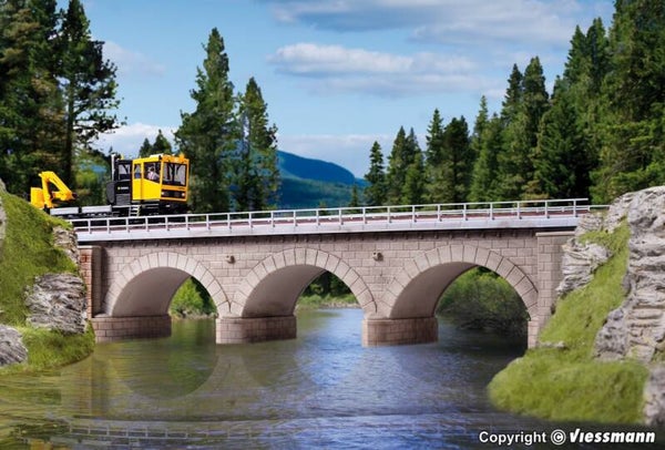Kibri 39721 H0 Steinbogenbrücke mit Eisbrecherpfeilern gerade, eingleisig