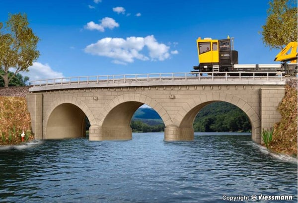 Kibri 39722 H0 Steinbogenbrücke mit Eisbrecherpfeilern gebogen, eingleisig