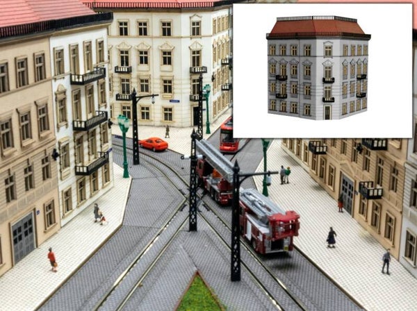Modellbahn Union N-H00193 Halbrelief Eck Stadthaus 90 Grad Grau