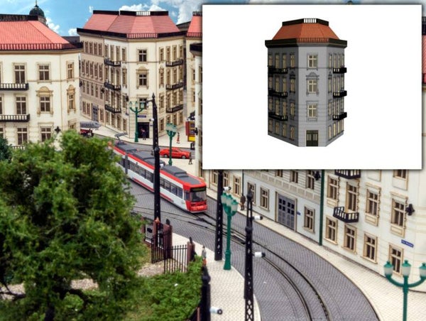 Modellbahn Union N-H00194 Halbrelief Eck Stadthaus 45 Grad Grau
