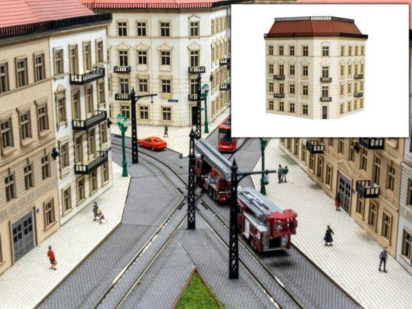 Modellbahn Union N-H00198 Halbrelief Eck Stadthaus 90 Grad Weiß