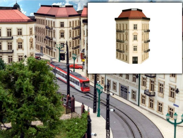 Modellbahn Union N-H00199 Halbrelief Eck Stadthaus 45 Grad Weiß