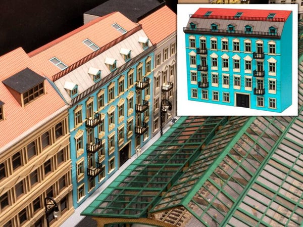 Modellbahn Union N-H00265 Halbrelief Stadthaus Blau-Weiß