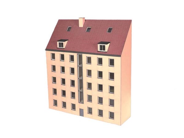 Modellbahn Union N-H00290 Halbrelief Hinterhof modernes Stadthaus 01 sand