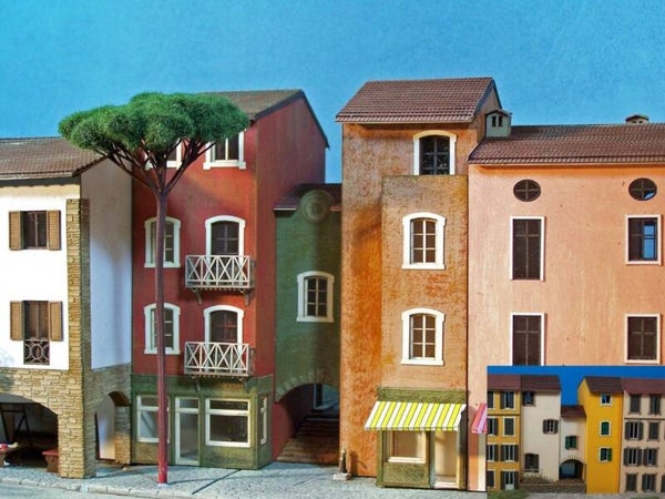 Modellbahn Union N-H00348 Wohnhaus Set Liguria mit Treppengang 3-teilig