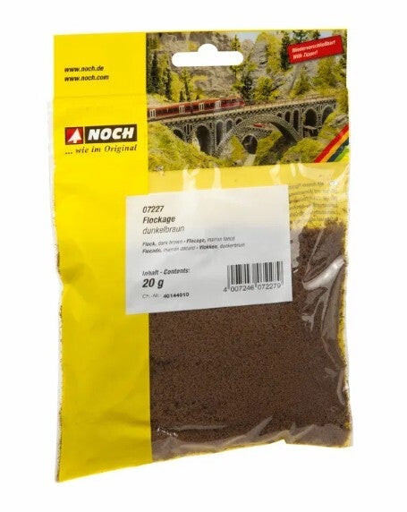 NOCH 07227 Flockage, dunkelbraun, 20 g Beutel