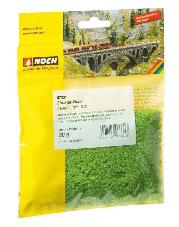 NOCH 07331 Struktur-Flock, hellgrün, fein, 3 mm, 20 g