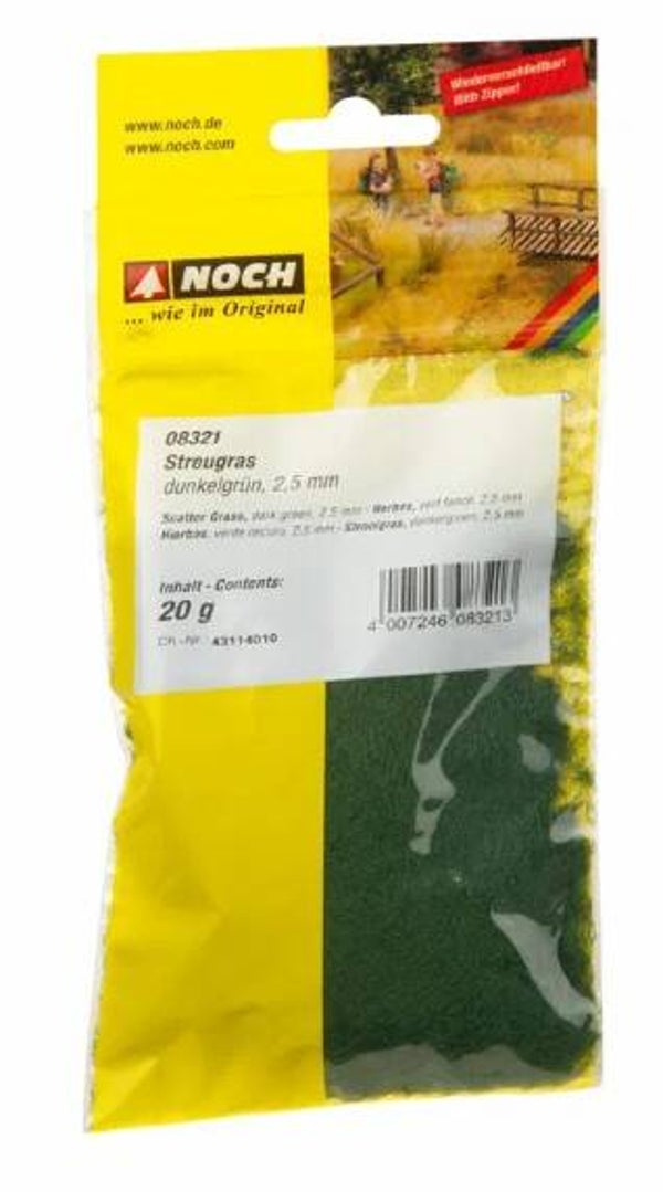 NOCH 08321 Streugras, dunkelgrün, 2,5 mm, 20 g Beutel