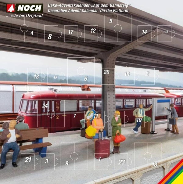 NOCH 65593 Deko-Adventskalender "Auf dem Bahnsteig"