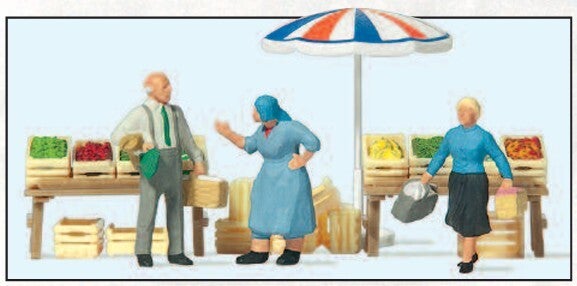 Preiser 10056 Am Markt, Marktstände und Sonnenschirm