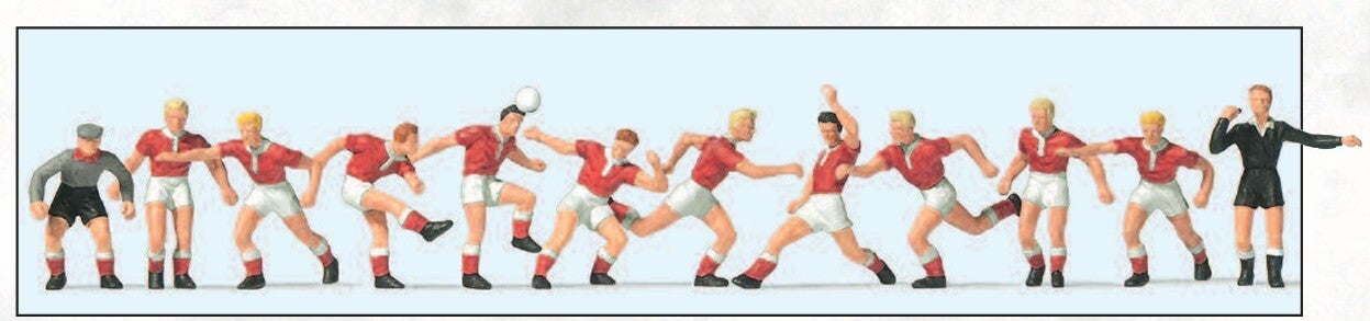 Preiser 10075 Fußballmannschaft, rote Trikots, weiße Hosen