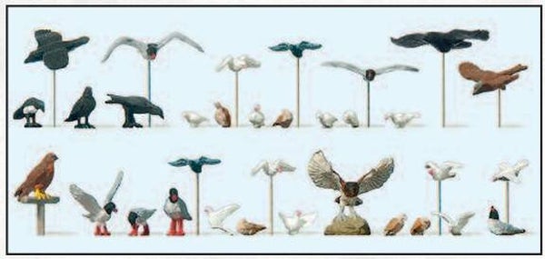 Preiser 10169 Tauben, Möwen, Krähen und Raubvögel