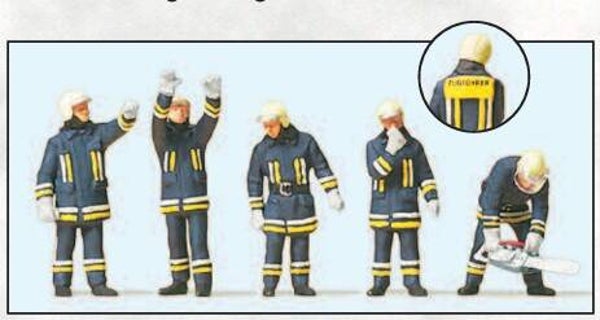 Preiser 10486 Feuerwehrmänner in moderner Einsatzkleidung, technische Hilfeleistung