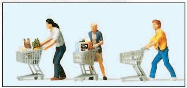 Preiser 10488 Kunden mit Einkaufswagen
