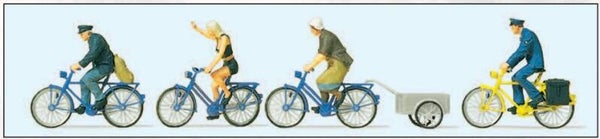 Preiser 10507 Radfahrer, Fahrradanhänger