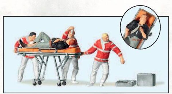 Preiser 10532 Sanitäter mit Krankentrage