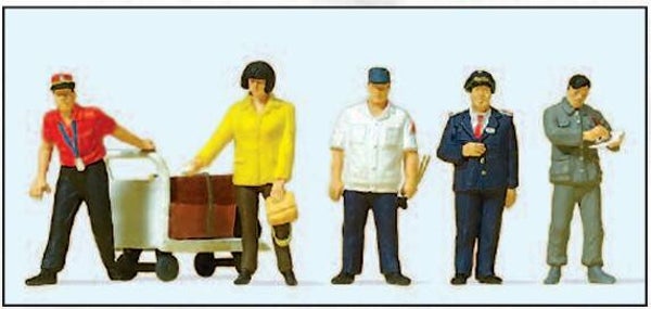 Preiser 10571 Chinesisches Bahnpersonal, Reisende, Gepäckwagen