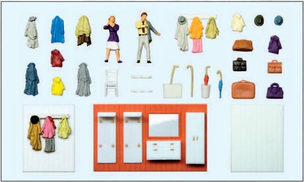 Preiser 10658 Beim Anziehen, Garderobeneinrichtung