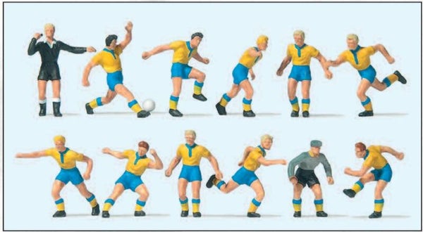 Preiser 10755 Fußballmannschaft, gelbe Trikots, blaue Hosen