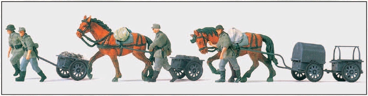 Preiser 16547 4 Infanteriekarren lf 8. Hand- und Pferdezug, Deutsches Reich 1939-45