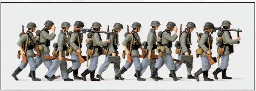 Preiser 16557 Vorgehende Grenadiere mit MG, Deutsches Reich 1939-45