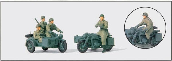 Preiser 16575 Kradschützen aufgesessen, Motorrad Zündapp KS 750, Deutsches Reich 1939-45