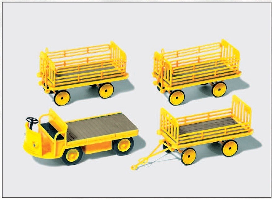 Preiser 17121 Elektrokarre mit 3 Anhängern, Deutsche Post, Epoche III