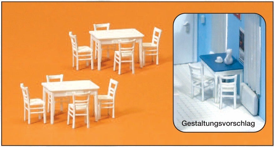 Preiser 17217 2 Tische, 8 Stühle