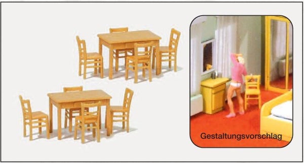 Preiser 17218 2 Tische, 8 Stühle