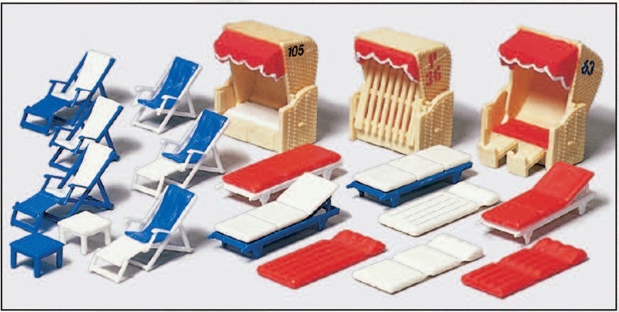 Preiser 17308 Liegestühle, Liegen, Strandkörbe