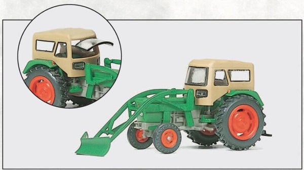 Preiser 17924 Ackerschlepper DEUTZ D 6206 mit Schneepflug und FRITZMEIER Verdeck