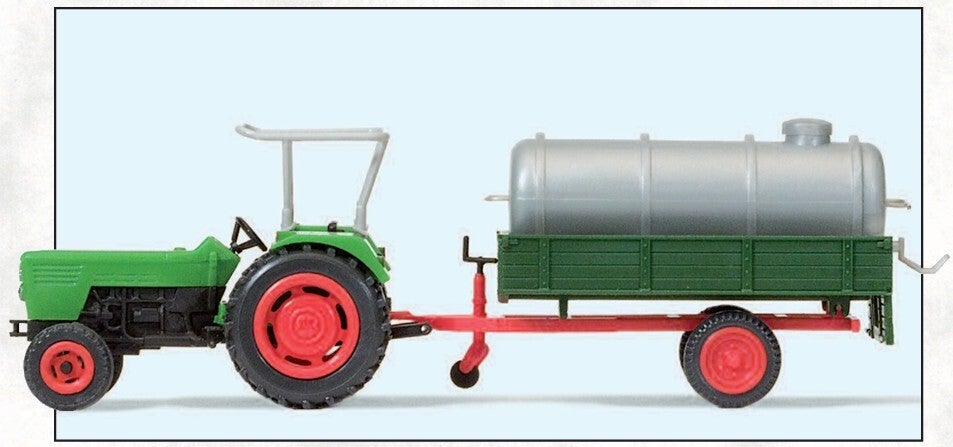 Preiser 17937 Ackerschlepper DEUTZ D 6206 mit Güllefass auf Einachsanhänger