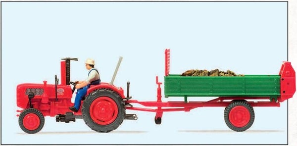 Preiser 17940 Ackerschlepper FAHR mit Einachs-Dungstreuer