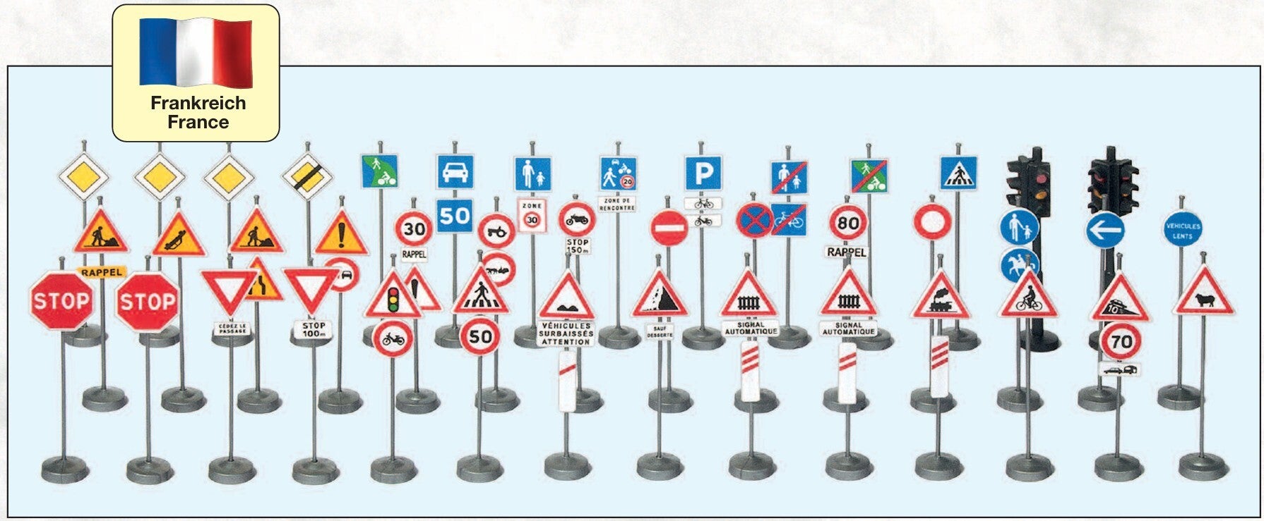 Preiser 18206 Verkehrszeichen, Frankreich, 40 Stück