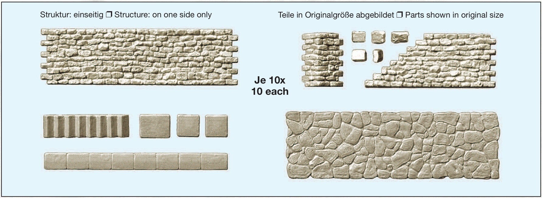 Preiser 18219 Gehweg und Bruchsteinmauer