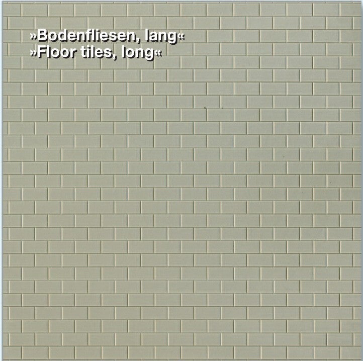 Preiser 19607 "Bodenfliesen", lang, grau, 3 Platten 95 x 95 mm