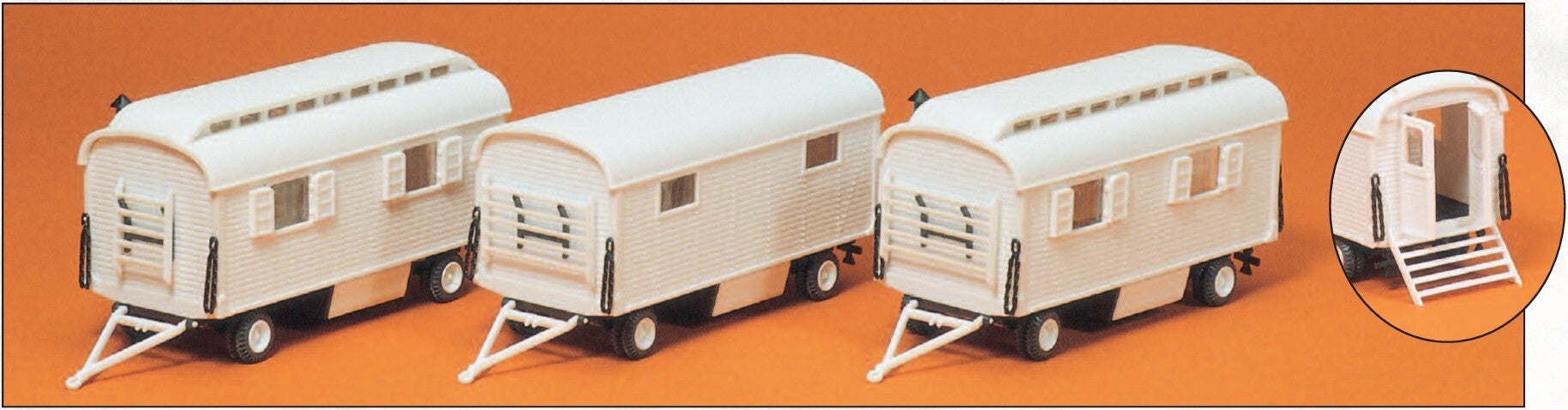 Preiser 20005 Wohnwagen ohne Beschriftung, 3 Stück
