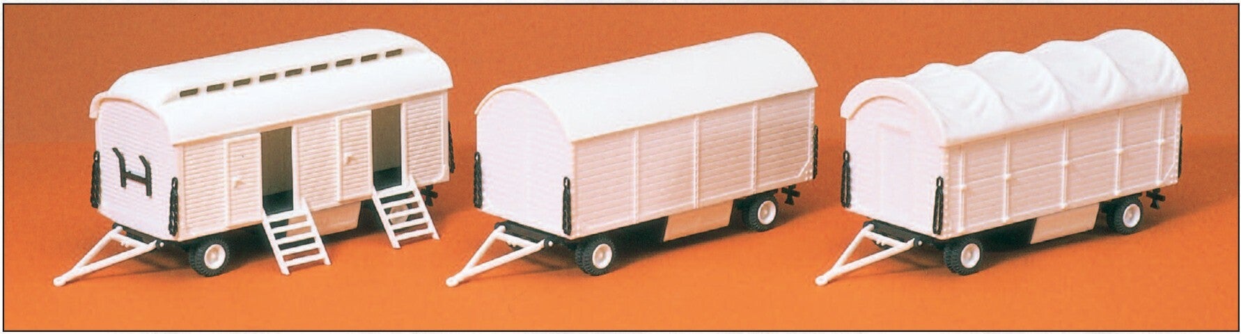 Preiser 20008 Pack- und Toilettenwagen ohne Beschriftung, 3 Stück