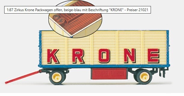 Preiser 21021 Packwagen "Zirkus Krone", offen, Ladung Exotenzelt, lose
